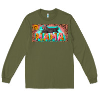 Army Green mama with baby bear and leopard license plate Long Sleeve Tee - Artiststas