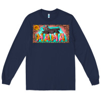 Navy mama with baby bear and leopard license plate Long Sleeve Tee - Artiststas