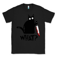 Black Halloween Cat With Knife What Classic Tee - linhVisuals