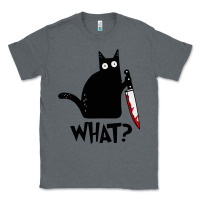 Charcoal Heather Halloween Cat With Knife What Classic Tee - linhVisuals