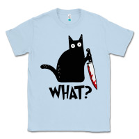 Dusty Blue Halloween Cat With Knife What Classic Tee - linhVisuals