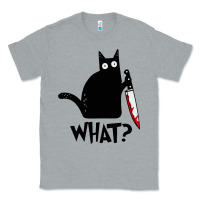 Heather Grey Halloween Cat With Knife What Classic Tee - linhVisuals