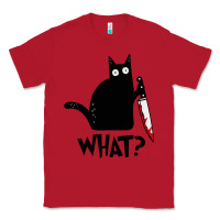 Red Halloween Cat With Knife What Classic Tee - linhVisuals