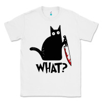 White Halloween Cat With Knife What Classic Tee - linhVisuals