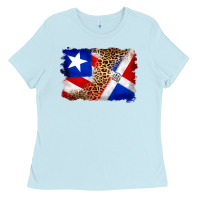 Baby Blue puerto rico and dominican republic flag Ladies Tee - Artiststas