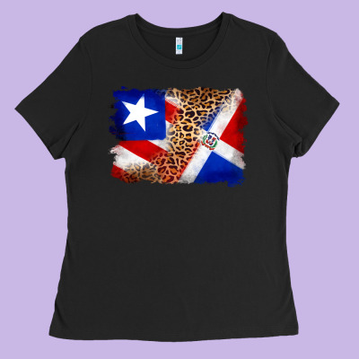 Puerto Rico And Dominican Republic Flag Ladies Tee Designed By Artiststas