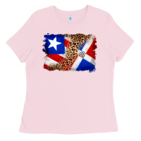 Bubblegum Pink puerto rico and dominican republic flag Ladies Tee - Artiststas