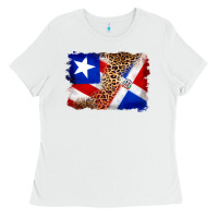 White puerto rico and dominican republic flag Ladies Tee - Artiststas