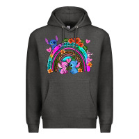 Charcoal Heather stitch and lilo rainbow Premium Hoodie - AdoDesignShop
