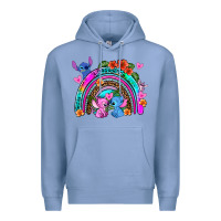 Colony Blue stitch and lilo rainbow Premium Hoodie - AdoDesignShop