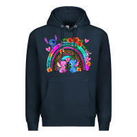 Navy stitch and lilo rainbow Premium Hoodie - AdoDesignShop