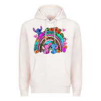 Pale Pink stitch and lilo rainbow Premium Hoodie - AdoDesignShop