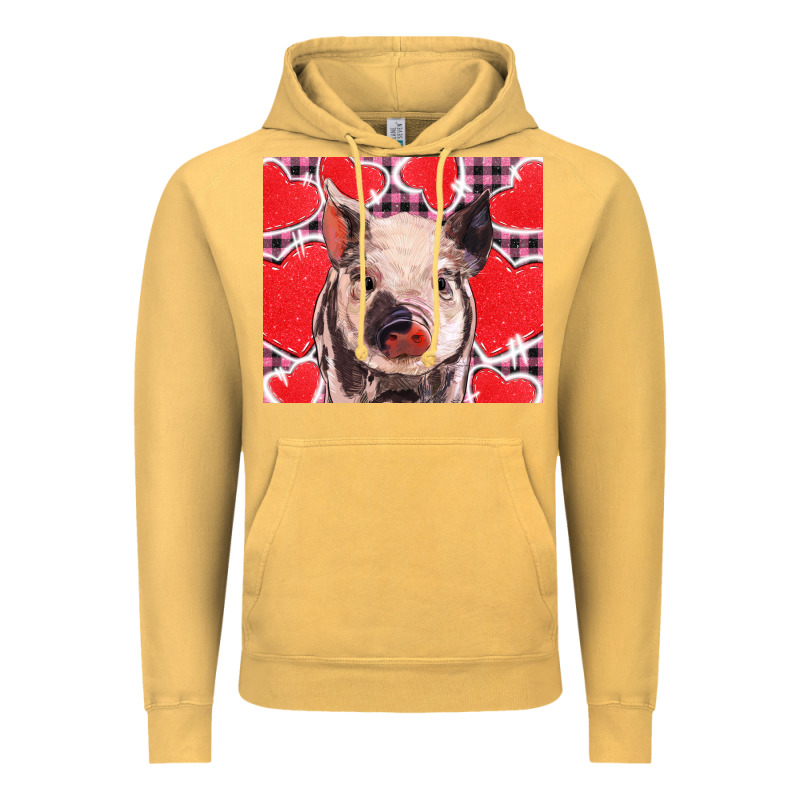 Valentine's Day Glitter Hearts Pig Vintage Hoodie by BarkalooDesign | Teevron