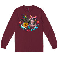 Burgundy hogs and kisses pigs Long Sleeve Tee - Artiststas