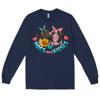 Navy hogs and kisses pigs Long Sleeve Tee - Artiststas