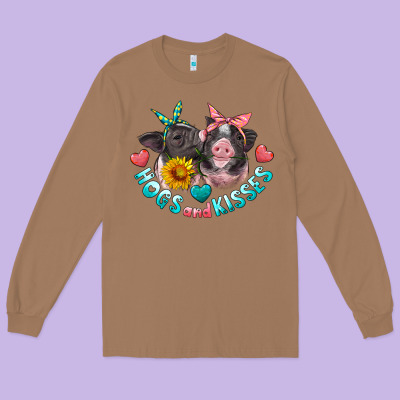 Hogs And Kisses Pigs Long Sleeve Tee Designed By Artiststas