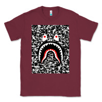 Burgundy Bape Shark Army Classic Tee - linhVisuals