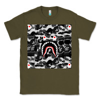Army Green Bape Shark Army Classic Tee - linhVisuals