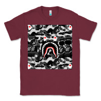 Burgundy Bape Shark Army Classic Tee - linhVisuals