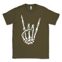 Army Green rock on skeleton hand Classic Tee - linhVisuals