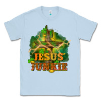 Dusty Blue Jesus junkie St. Patricks Day Classic Tee - FaDigitalArtStudio