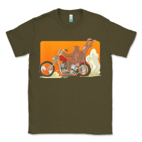Army Green bigfoot t  shirt bigfoot riding motorcycle for biker sasquatch chick t Classic Tee - linhVisuals