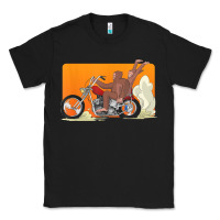 Black bigfoot t  shirt bigfoot riding motorcycle for biker sasquatch chick t Classic Tee - linhVisuals