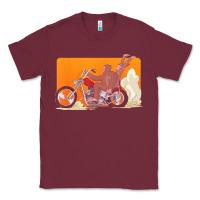 Burgundy bigfoot t  shirt bigfoot riding motorcycle for biker sasquatch chick t Classic Tee - linhVisuals
