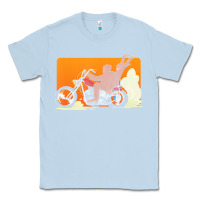 Dusty Blue bigfoot t  shirt bigfoot riding motorcycle for biker sasquatch chick t Classic Tee - linhVisuals