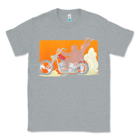 Heather Grey bigfoot t  shirt bigfoot riding motorcycle for biker sasquatch chick t Classic Tee - linhVisuals