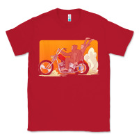 Red bigfoot t  shirt bigfoot riding motorcycle for biker sasquatch chick t Classic Tee - linhVisuals