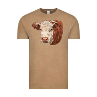 Vintage Coffee hereford cow face Vintage Tee - LillyAllenDesigns