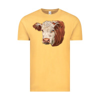 Vintage Mustard hereford cow face Vintage Tee - LillyAllenDesigns