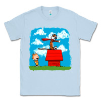 Dusty Blue Calvin Hobbes Classic Tee - linhVisuals