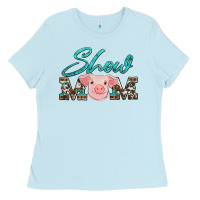Baby Blue show mom pig Ladies Tee - Artiststas