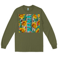 Army Green mama wıth sunflowers and gemstone Long Sleeve Tee - Artiststas