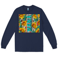 Navy mama wıth sunflowers and gemstone Long Sleeve Tee - Artiststas