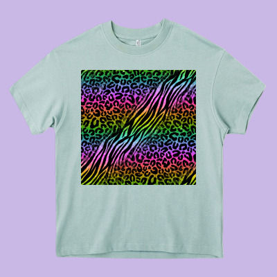 Neon Glitter Safari Seamless Pattern Heavy Core Tee Designed By Bundleandbundleshop
