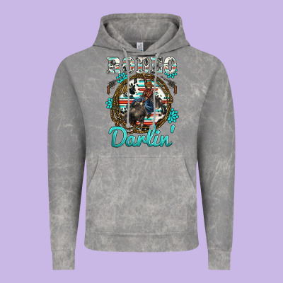 Western Rodeo Darlin' Bullfighter Serape Cowhide Turquoise Gemstones Vintage Hoodie Designed By Barkaloodesign