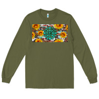 Army Green gemtone and sunflowers license plate Long Sleeve Tee - Artiststas