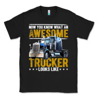 Black awesome trucker big rig semi trailer truck driver gift men tank top Classic Tee - linhVisuals