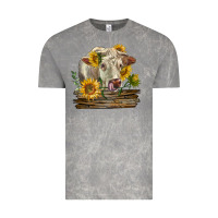 Cloud Rock charolais cow with sunflowers Vintage Tee - LillyAllenDesigns