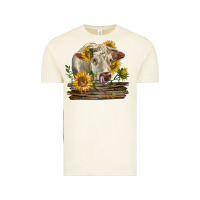 Charolais Cow With Sunflowers Vintage Tee | Teevron