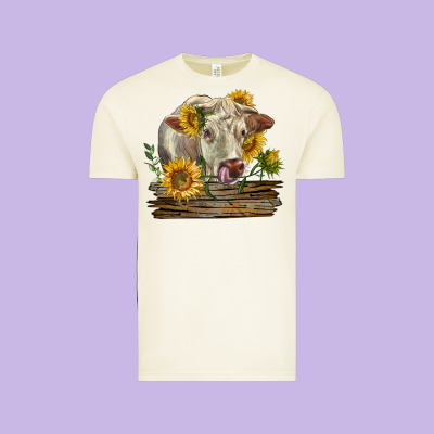 Charolais Cow With Sunflowers Vintage Tee Designed By Lillyallendesigns