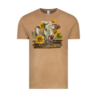Vintage Camel charolais cow with sunflowers Vintage Tee - LillyAllenDesigns