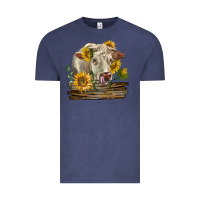Vintage Denim charolais cow with sunflowers Vintage Tee - LillyAllenDesigns