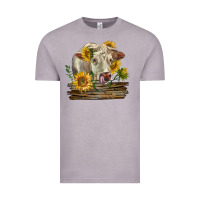 Vintage Zinc charolais cow with sunflowers Vintage Tee - LillyAllenDesigns