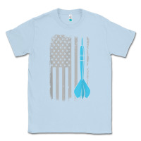 Dusty Blue throwing darts   vintage usa american flag for dart players t shirt Classic Tee - linhVisuals