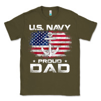 Army Green u.s navy proud dad with american flag gift veteran day t shirt Classic Tee - linhVisuals