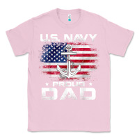 Bubblegum Pink u.s navy proud dad with american flag gift veteran day t shirt Classic Tee - linhVisuals